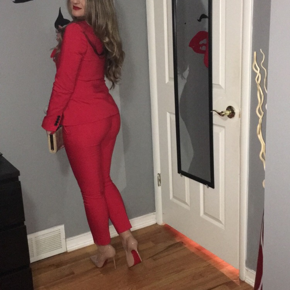 Red suit top and bottom